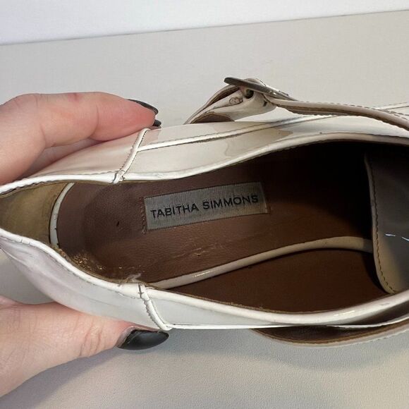Tabitha Simmons White Patent Leather Pointed Toe Oxfords - Picture 8 of 9